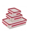 Emsa CLIP ' CLOSE glass food storage jar, 3-piece set (transparent/red, rectangular, 3 jars + 3 lids) - nr 2