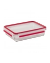 Emsa CLIP ' CLOSE glass food storage jar, 3-piece set (transparent/red, rectangular, 3 jars + 3 lids) - nr 3