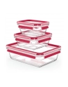 Emsa CLIP ' CLOSE glass food storage jar, 3-piece set (transparent/red, rectangular, 3 jars + 3 lids) - nr 6