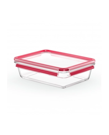Emsa CLIP ' CLOSE glass food storage container 2.0 liters (transparent/red, rectangular) nr 2