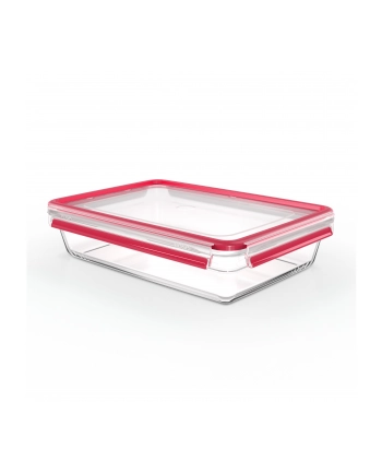 Emsa CLIP ' CLOSE glass food storage container 3.0 liters (transparent/red, rectangular) nr 1