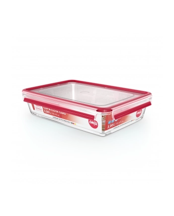 Emsa CLIP ' CLOSE glass food storage container 3.0 liters (transparent/red, rectangular) nr 2