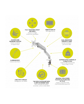 Port Designs Monitor Arm White (901110) nr 1