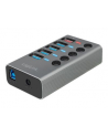 LogiLink USB 3.2 Gen 1 hub 4-port + 1x Fast Charging port on/off switch USB hub - 5 - Szary (UA0386) - nr 1