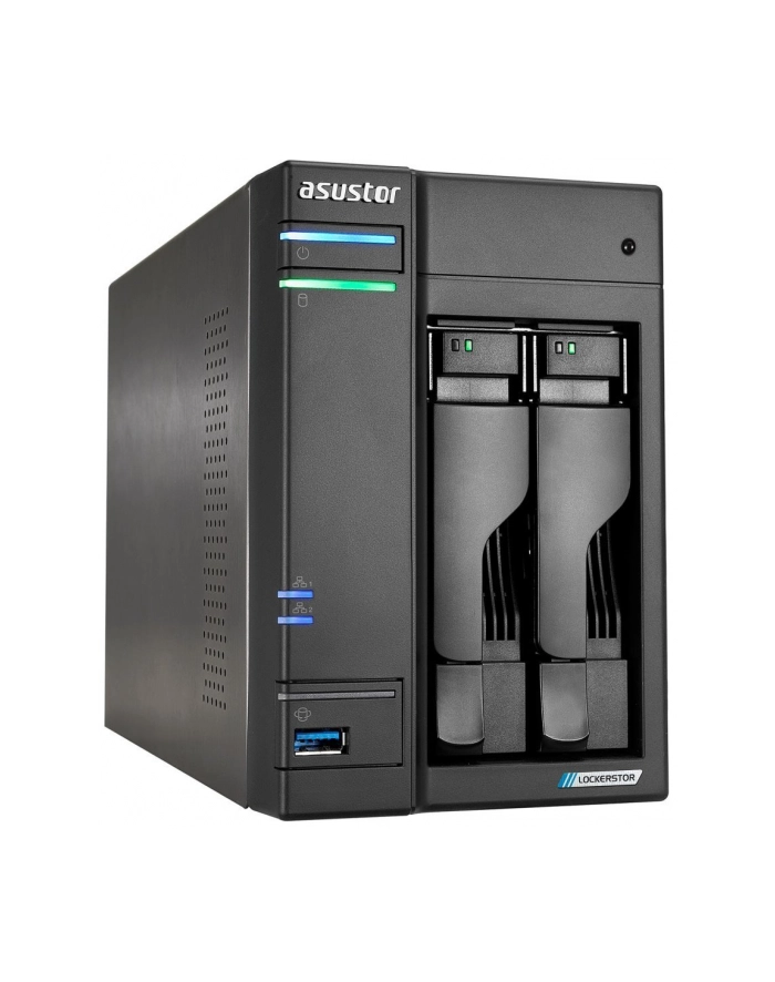 Serwer plików Asustor LOCKERSTOR 2 AS6702T 2-bay, Intel Celeron N5105 Czterordzeniowy 2.0GHz, 4GB RAM DDR4. 4x M.2 PCIe (NVMe), 2x 2.5 GbE. 2x USB 3. główny