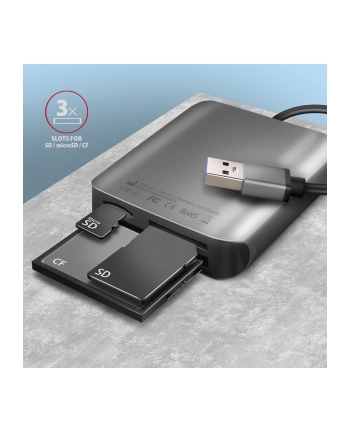 axagon Zewnętrzny czytnik kart CRE-S3, USB-A 3. 2 GEN 1, 3-slot lun SD/microSD/CF, obsługa UHS-II nr 2