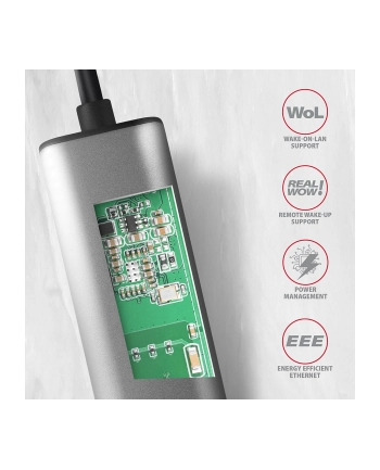 axagon Karta sieciowa 2.5 Gigabit Ethernet AD-E-25RC USB-C 3.2 Gen 1 - Realtek 8156, automatyczna instalacja, szara nr 2