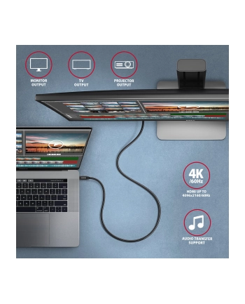 axagon Kabel (USB-C - USB-C) BUCM32-CM10A 3.2 Gen 2, 1m, PD 100W, 5A, 4K HD, ALU, oplot, czarny nr 1