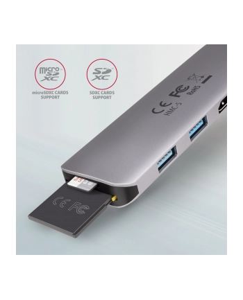 axagon Wieloportowy hub HMC-5 2x USB-A, HDMI, SD/microSD, USB 3.2 Gen 1, PD 100W, 20cm USB-C kabel