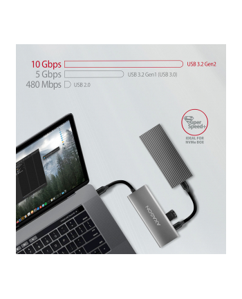 axagon Wieloportowy hub szerokopasmowy HMC-5G2 2x USB-A + 2x USB-C + HDMI, USB-C 3.2 Gen 2 10Gbps, PD 60W, 13cm USB-C kabel