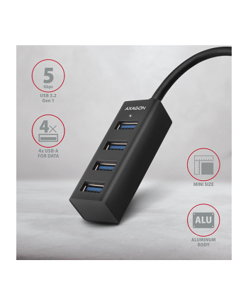 axagon Hub 4-portowy Mini metalowy USB 3.2 Gen 1 HUE-M1AL, 1.2m USB-A kabel