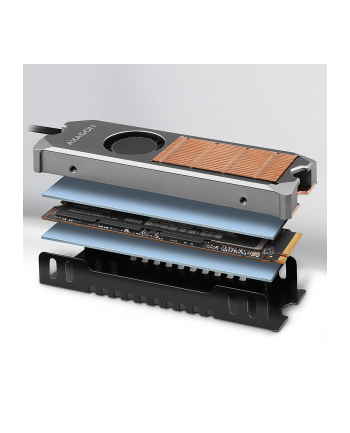 axagon Miedziany radiator z wentylatorem do dwustronnych dysków M.2 SSD CLR-M2FAN, wysokość 13cm nr 2