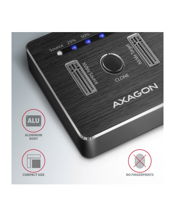 axagon Stacja dokująca ADSA-M2C, USB-C 3.2 Gen 2 - 2x M.2 NVMe SSD CLONE MASTER