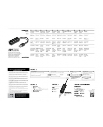 axagon Karta sieciowa Gigabit Ethernet adapter AD-E-SR, USB-A 3.2 Gen 1, instalacja automatyczna