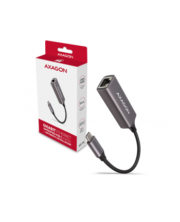 axagon Karta sieciowa Gigabit Ethernet adapter AD-E-TRC, USB-C 3.2 Gen 1, instalacja automatyczna, metal, titan grey