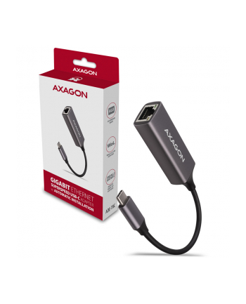 axagon Karta sieciowa Gigabit Ethernet adapter AD-E-TRC, USB-C 3.2 Gen 1, instalacja automatyczna, metal, titan grey nr 1