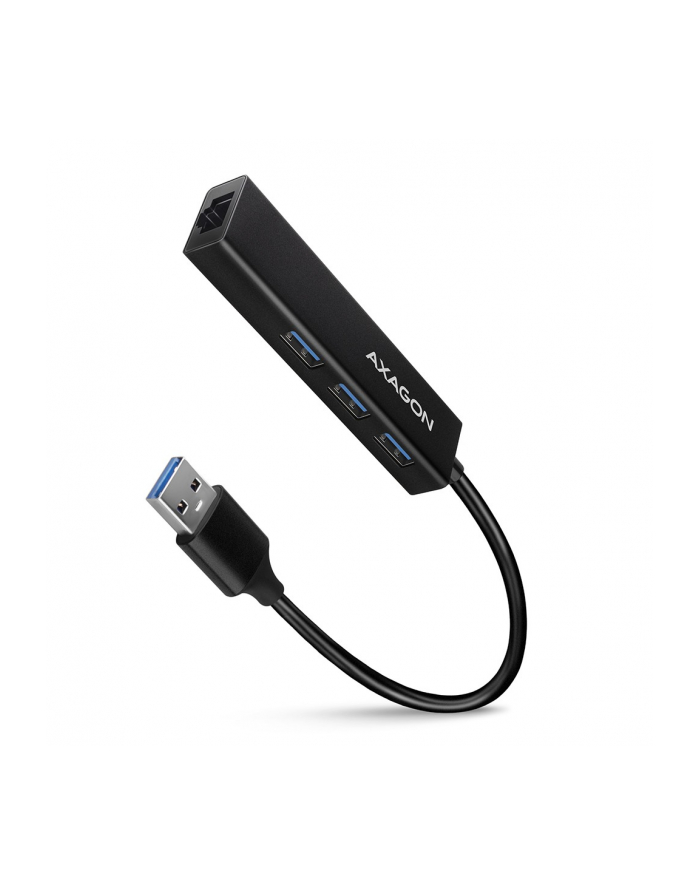 axagon Karta sieciowa HMA-GL3A 3x USB-A + GLAN, USB3.2 Gen 1 hub, metalowy, 20cm USB-A kabel główny