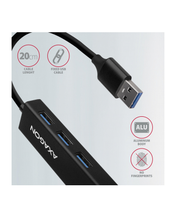 axagon Karta sieciowa HMA-GL3A 3x USB-A + GLAN, USB3.2 Gen 1 hub, metalowy, 20cm USB-A kabel