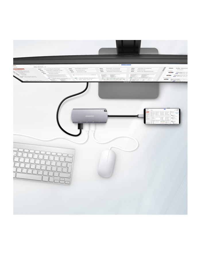 axagon Karta sieciowa HMC-6M2 USB-C 3.2 Gen 1 hub w. M.2 SATA + HDMI + GLAN + 2x USB-A + PD 100W główny