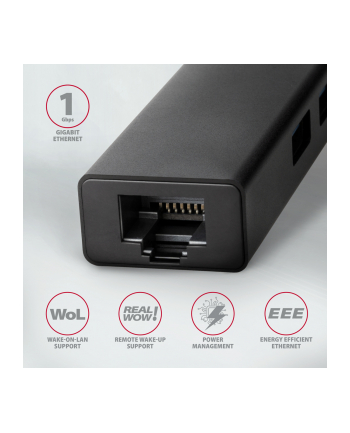 axagon Karta sieciowa, hub metalowy HMC-GL3A 3x USB-A + GLAN, USB 3.2 Gen 1, 20 cm USB-C kabel nr 2