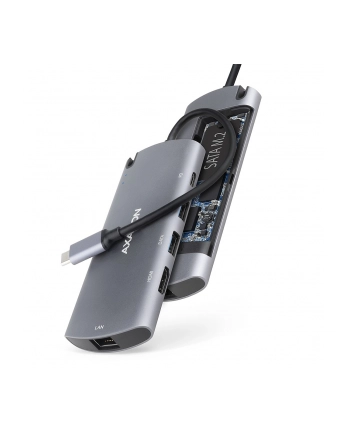 axagon Karta sieciowa HMC-6M2 USB-C 3.2 Gen 1 hub w. M.2 SATA + HDMI + GLAN + 2x USB-A + PD 100W nr 2