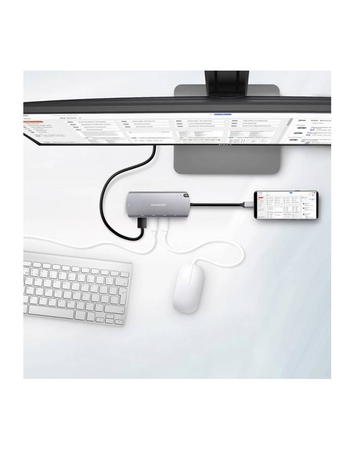 axagon Karta sieciowa HMC-6M2 USB-C 3.2 Gen 1 hub w. M.2 SATA + HDMI + GLAN + 2x USB-A + PD 100W główny