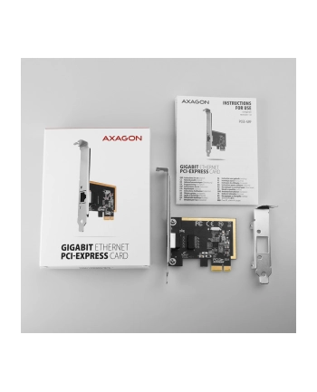 axagon Karta sieciowa PCIe PCEE-GRF, 1x Gigabit Ethernet port RJ-45 Realtek LP