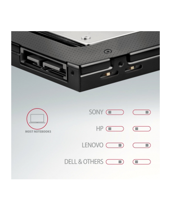 axagon Ramka na 2,5 cala SSD-HDD do gniazda DVD, RSS-CD12, 12.7 mm LED aluminium