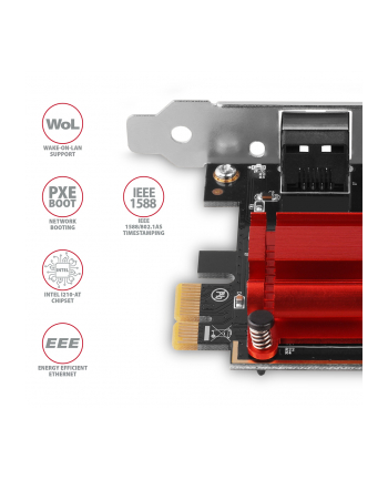axagon Karta sieciowa PCIe PCEE-GIX 1x Gigabit Ethernet port (RJ-45), Intel i210AT, PXE, LP nr 1