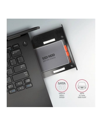 axagon Ramka n a 2,5 cala SSD-HDD do gniazda DVD, RSS-CD09, 9.5mmLED aluminium