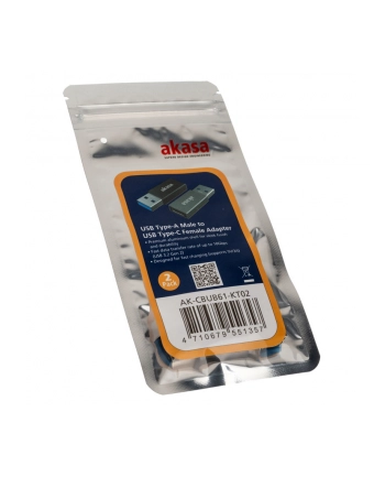 AKASA  ADAPTER USB USB-A - USB-C (AK-CBUB61-KT02) (AKCBUB61KT02)  (AKCBUB61KT02) nr 1