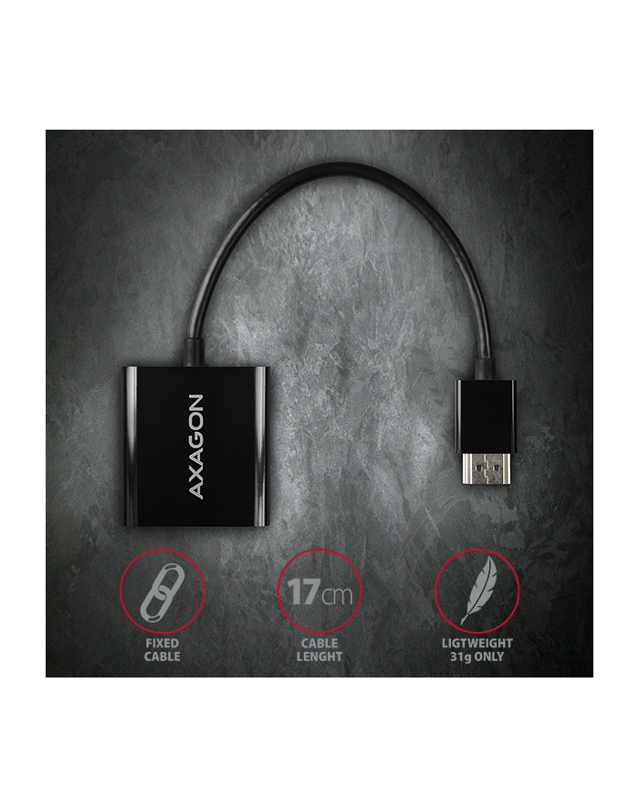 axagon Adapter FullHD, wyjście audio, micro USB złącze zasilania RVH-VGAN, HDMI -> VGA główny