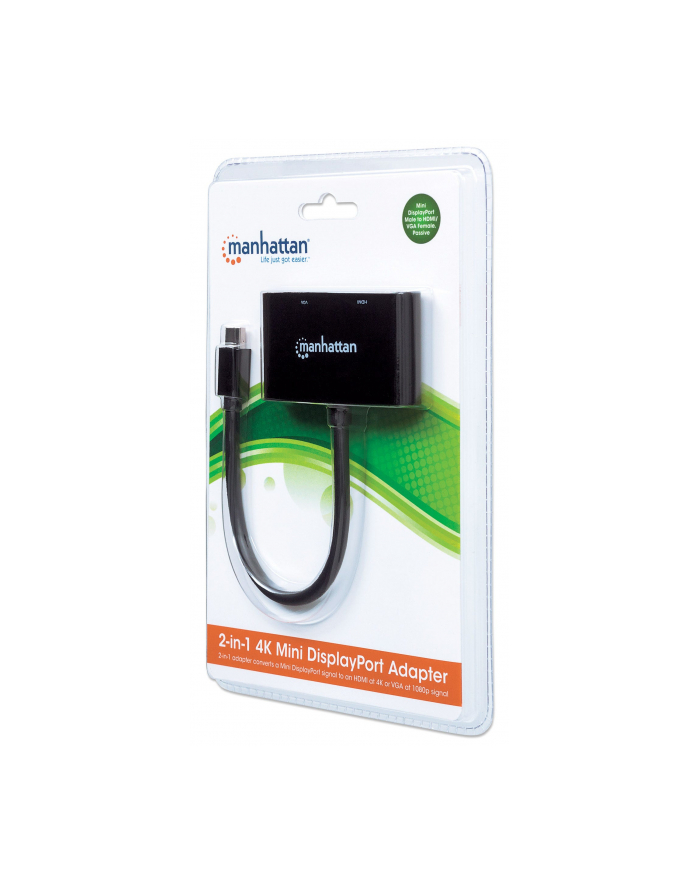 MANHATTAN MANHATTAN MANHATTAN PRZEJŚCIÓWKA, ADAPTER DISPLAYPORT, VGA, HDMI 152709, [1X ZŁĄCZE MĘSKIE MINI-DISPLAYPORT - 1X ZŁĄCZE ŻEŃSKIE VGA, ZŁĄCZE główny