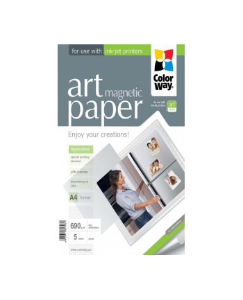 ColorWay ART magnetyczny Błyszczący 690 g/m² A4 5 Ark. (PGA690005MA4) nr 1