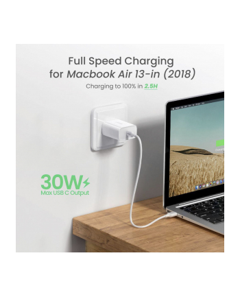 Ugreen szybka ładowarka sieciowa USB Typ C Power Delivery 30 W Quick Charge 4.0 biały (70161)