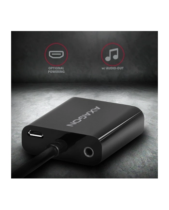 axagon Adapter FullHD, wyjście audio, micro USB złącze zasilania RVH-VGAN, HDMI -> VGA
