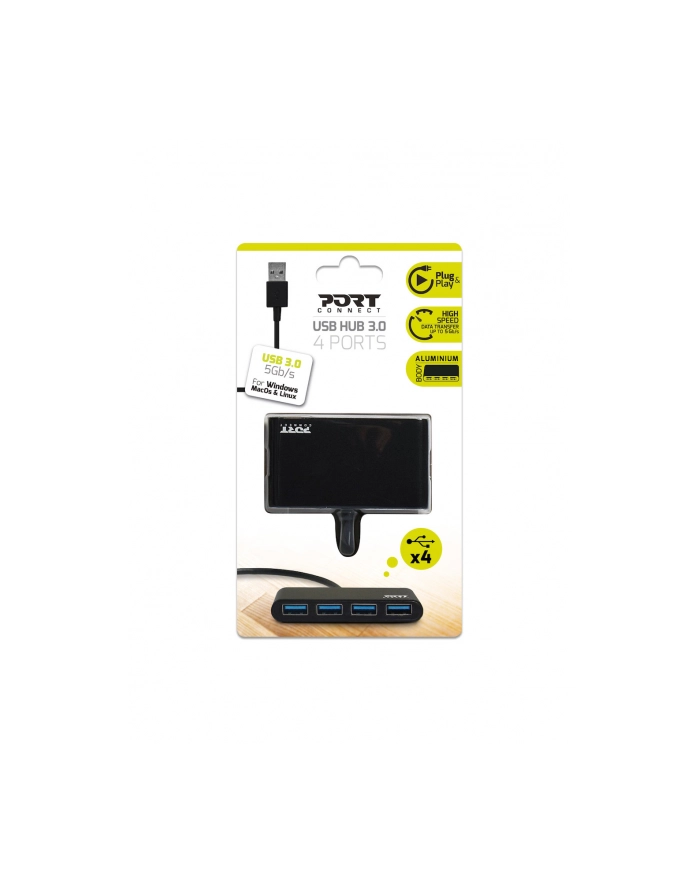Port Designs PORT Connect USB hub - 4 - Szary (900121) główny