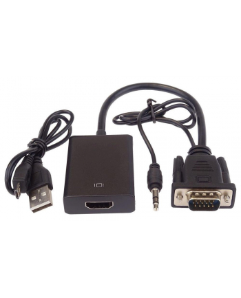 ADAPTER AV HDMI DSUB (VGA) + JACK 3.5MM CZARNY (8592220018870)