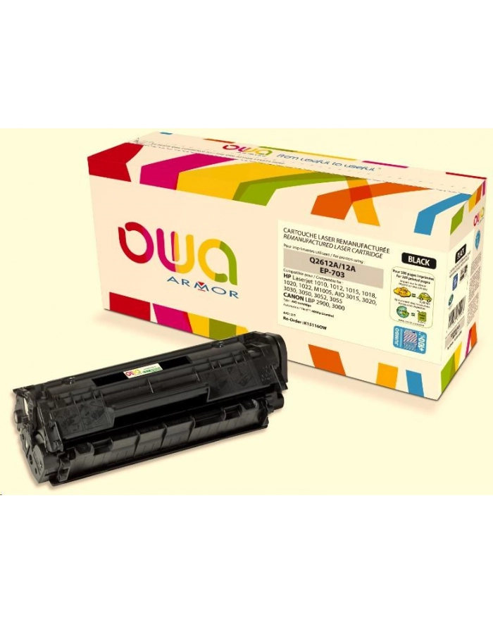 Armor Q2612A CRG-703 JUMBO Black (K15116OW) HP Laserjet 1010, 1012, 1015, 1020, 1022, 4000 Stran, Q2612A JUMBO główny