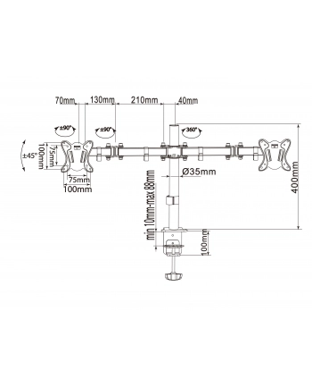 Equip Uchwyt biurkowy na 2 monitory 13& - 27& (650152)