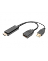 DIGITUS HDMI M to DP F with external Power 4K 30Hz 2m Black - nr 12