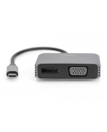 DIGITUS USB-C - DP + VGA Adapter 20cm 4K/30Hz silver aluminum housing