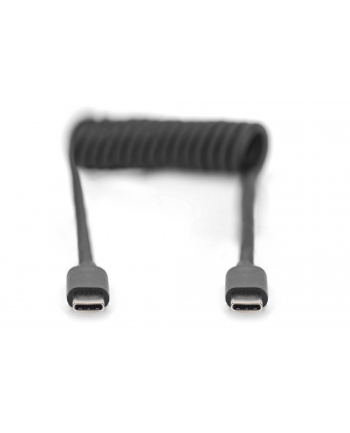 digitus Kabel spiralny USB C/USB C, USB 2.0, PD 60W, max. 1m Czarny