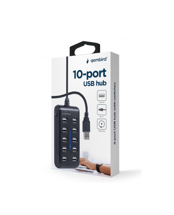 GEMBIRD 10-portowy HUB USB 2.0 czarny