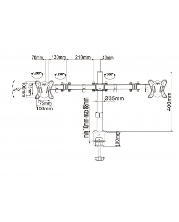 Equip Uchwyt biurkowy na 2 monitory 13& - 27& (650152)