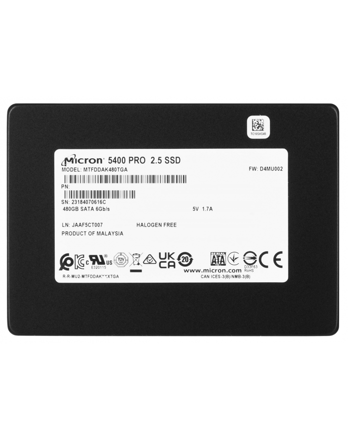 Dysk SSD Micron 5400 PRO 480GB SATA 2.5  MTFDDAK480TGA-1BC1ZABYYR (DWPD 1.5) główny
