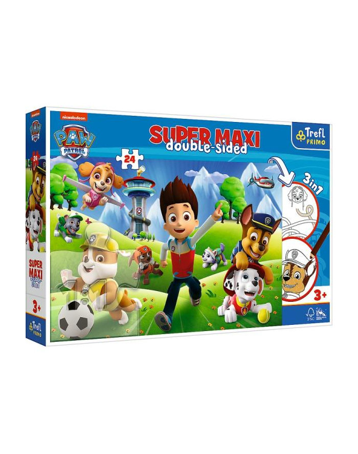 Puzzle dwustronne 24 el SUPER MAXI 3w1 Przygody Psiego Patrolu PAW PATROL 41001 Trefl główny