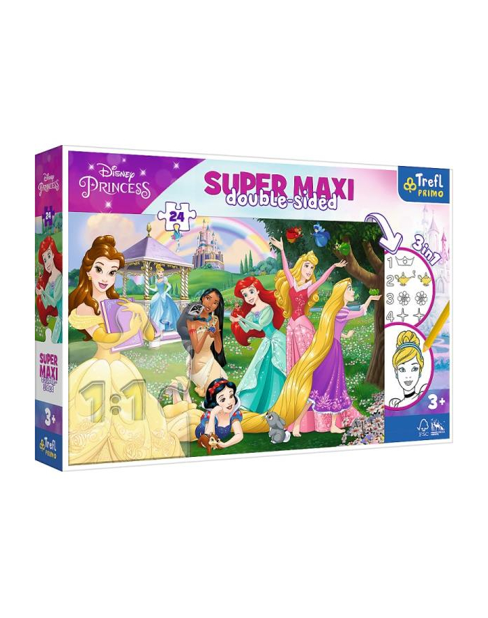 Puzzle dwustronne 24 el SUPER MAXI 3w1 Wesołe Księżniczki. Princess 41008 Trefl główny