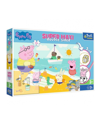 Puzzle dwustronne 24 el SUPER MAXI 3w1 Radosny dzień Peppy. Peppa Pig 41010 Trefl