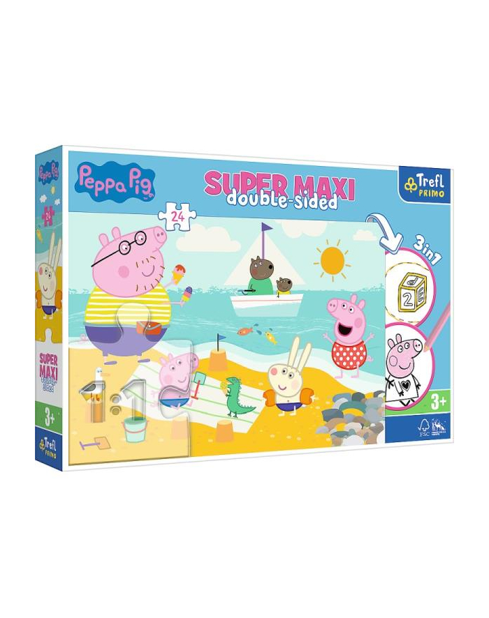 Puzzle dwustronne 24 el SUPER MAXI 3w1 Radosny dzień Peppy. Peppa Pig 41010 Trefl główny